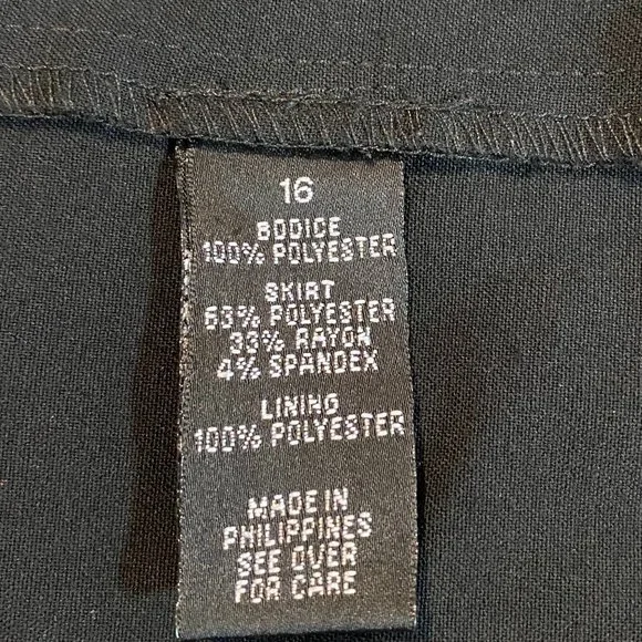 AB STUDIO Sheer Floral Sheath Belted Dress Size 16 Black - Picture 5 of 5